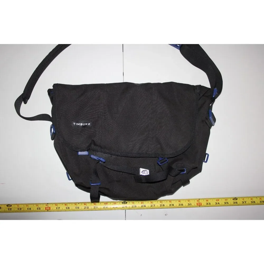 Timbuk2 Black Messenger Bag Blue Lining Adjustable Crossbody Strap